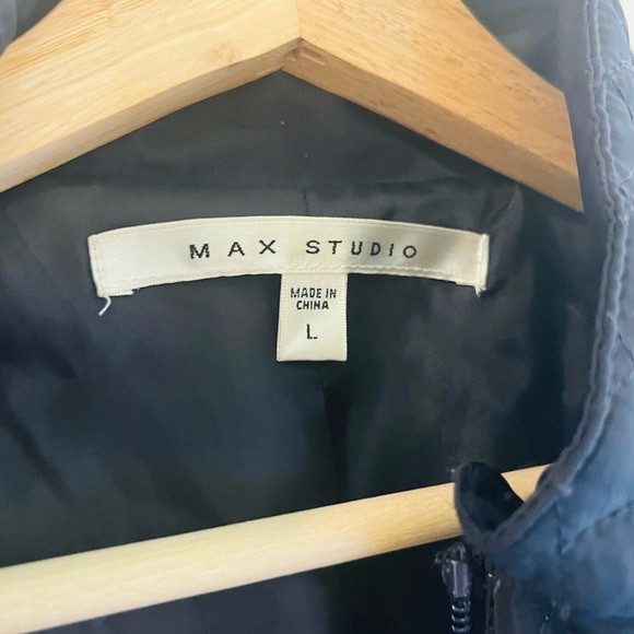 Max Studio Quilted Navy Jacket with Red Zippers - Picture 2 of 5